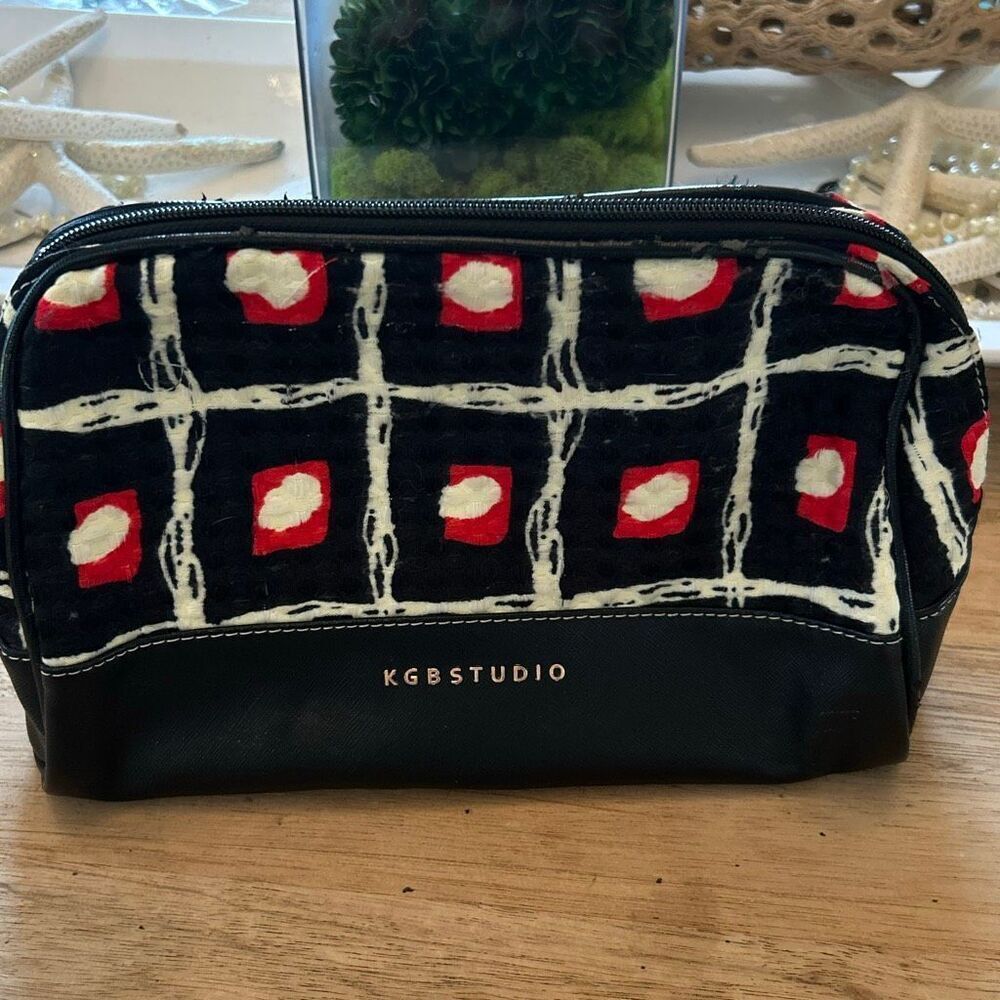 KGB studio black red white large cosmetic makeup bag